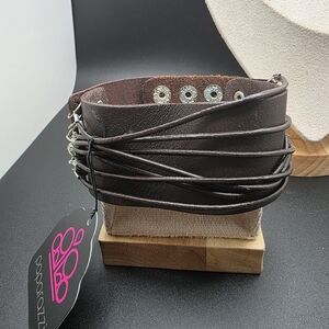 Brown Leather Wrap Bracelet (1373)